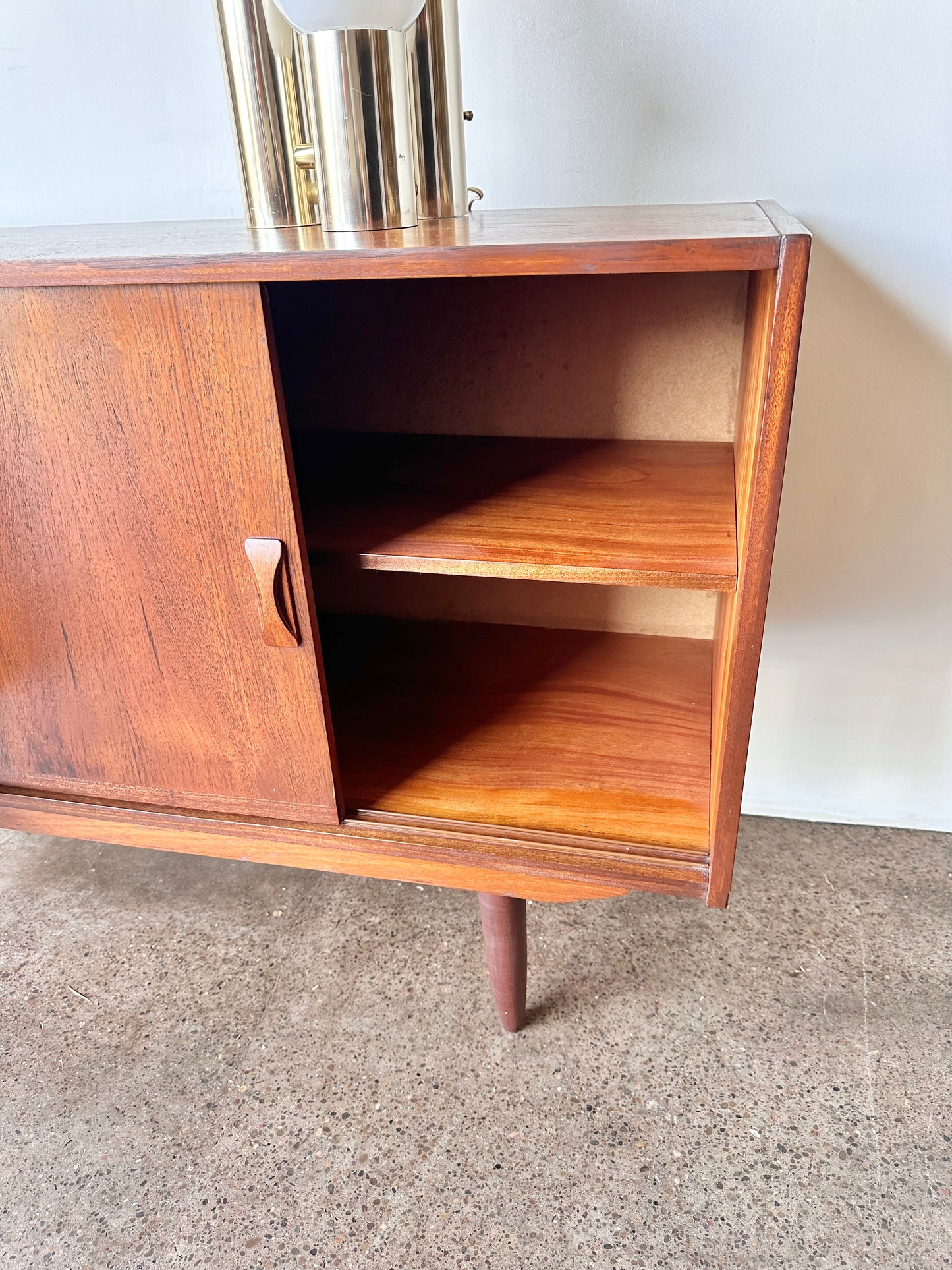 CLAUSEN AND SON DANISH MODERN TEAK CREDENZA WITH BYPASS DOORS
