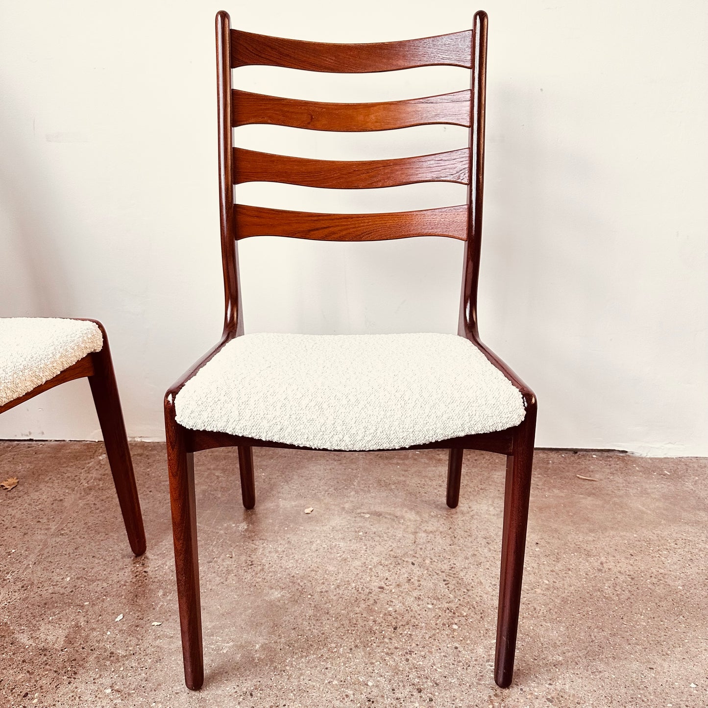 DANISH TEAK LADDERBACK DINING CHAIRS - SET OF 8
