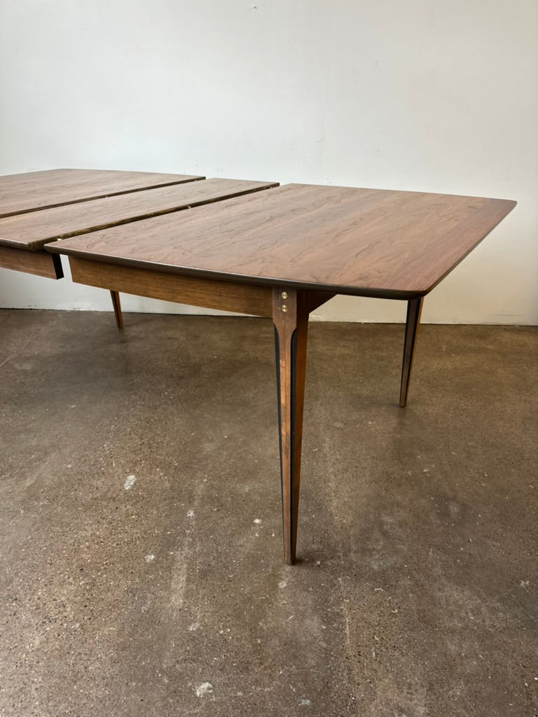 MID-CENTURY WALNUT AND ROSEWOOD DINING TABLE - REFINISHED