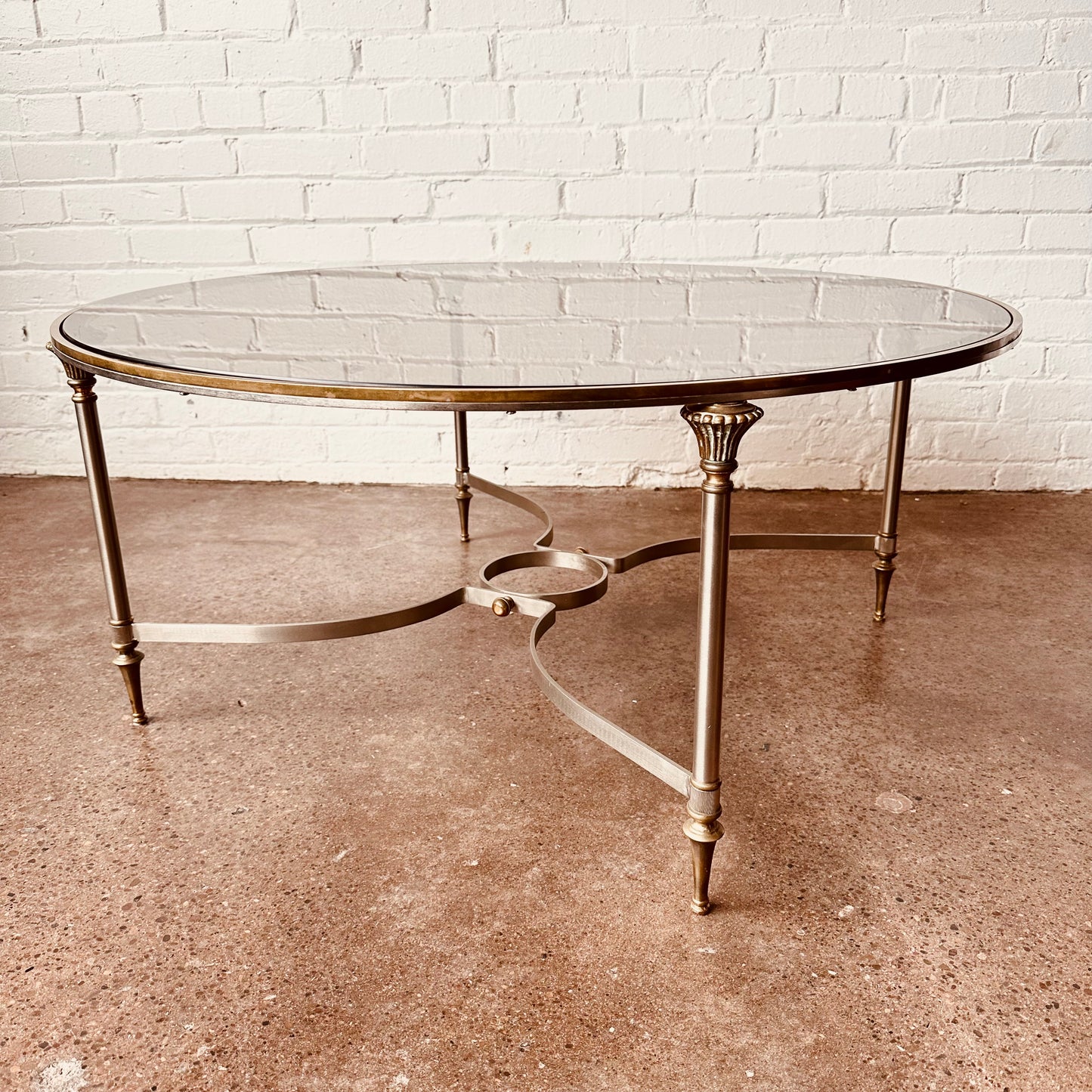 MAISON JANSEN ROUND GLASS COFFEE TABLE