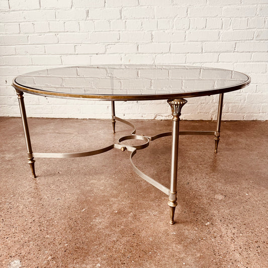 MAISON JANSEN ROUND GLASS COFFEE TABLE