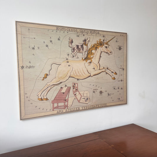 MONOCEROS AND CANIS MINOR CONSTELLATION MAP ON BOARD ARTWORK