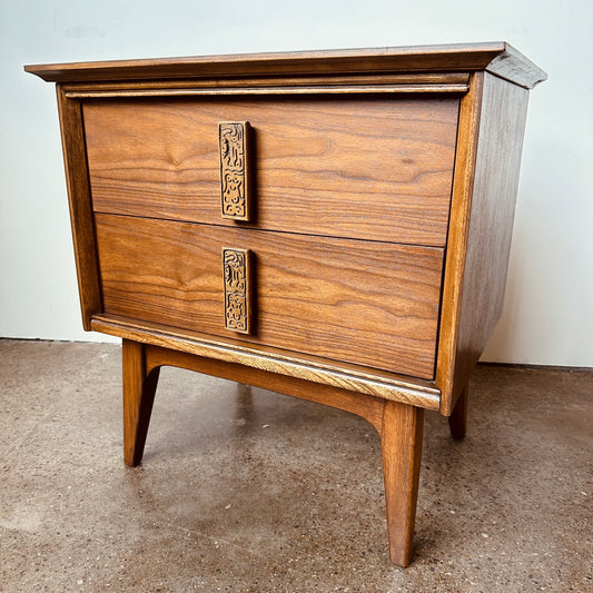 MID-CENTURY BASSETT MAYAN NIGHTSTANDS