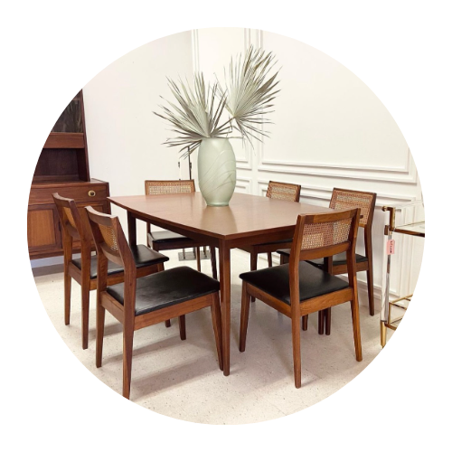 Mid-century modern design dining room table set