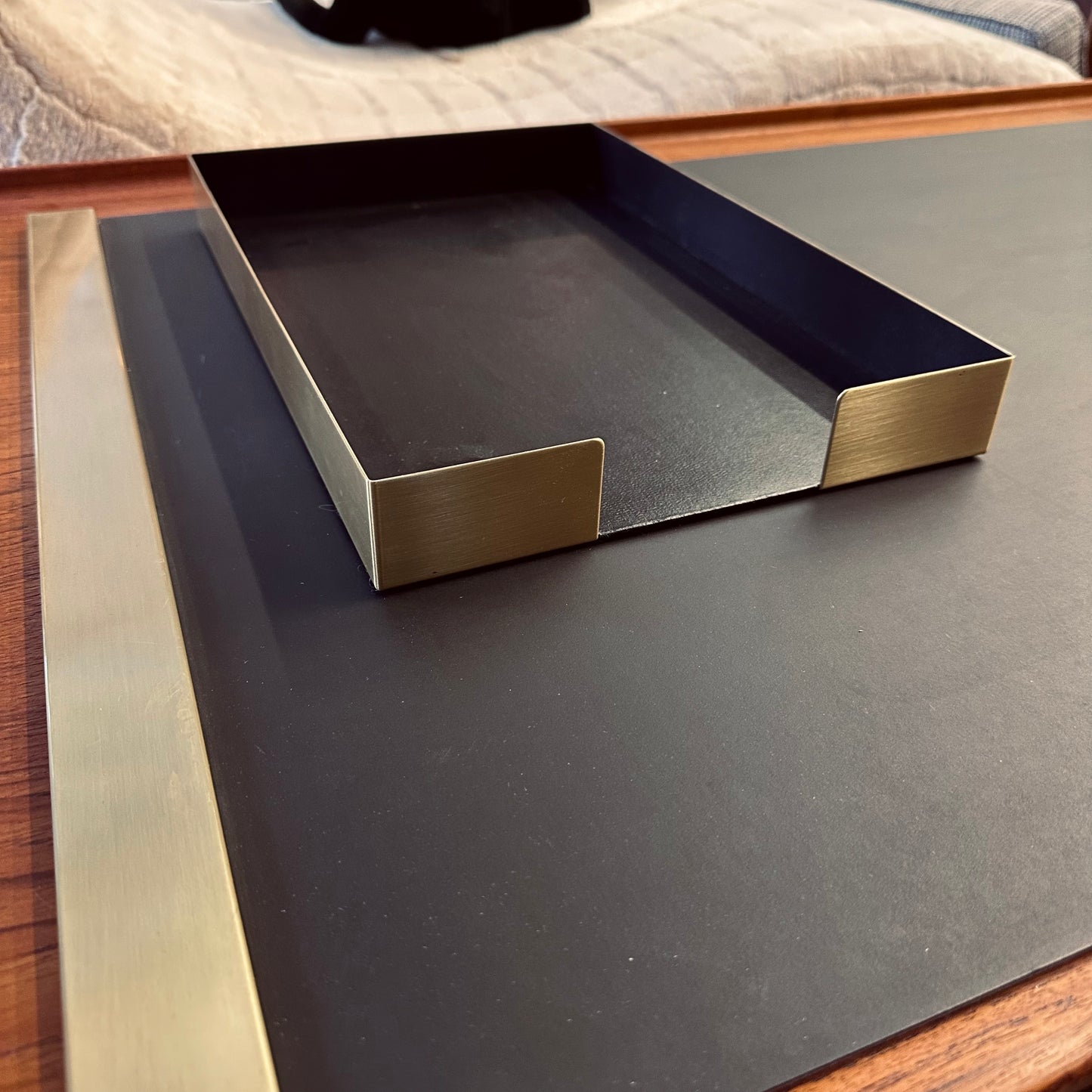 SMITH METAL ARTS RAILED DESK PAD AND TRAY