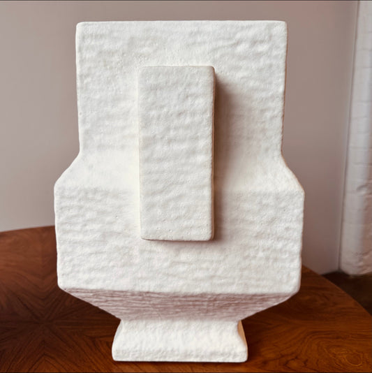 TEXTURED STONEWARE URN WITH HANDLE