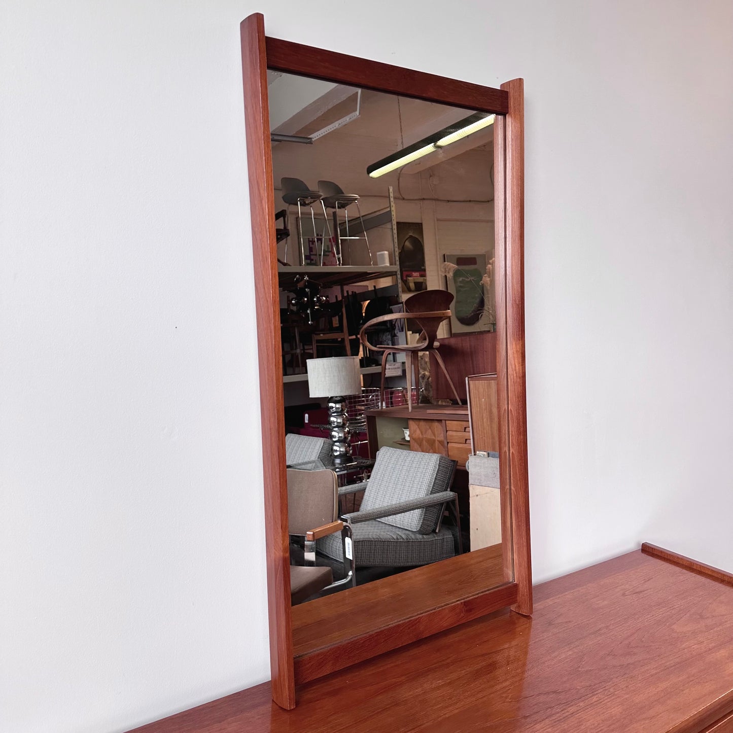 RS ASSOCIATES TEAK SIX DRAWER DRESSER WITH MIRROR