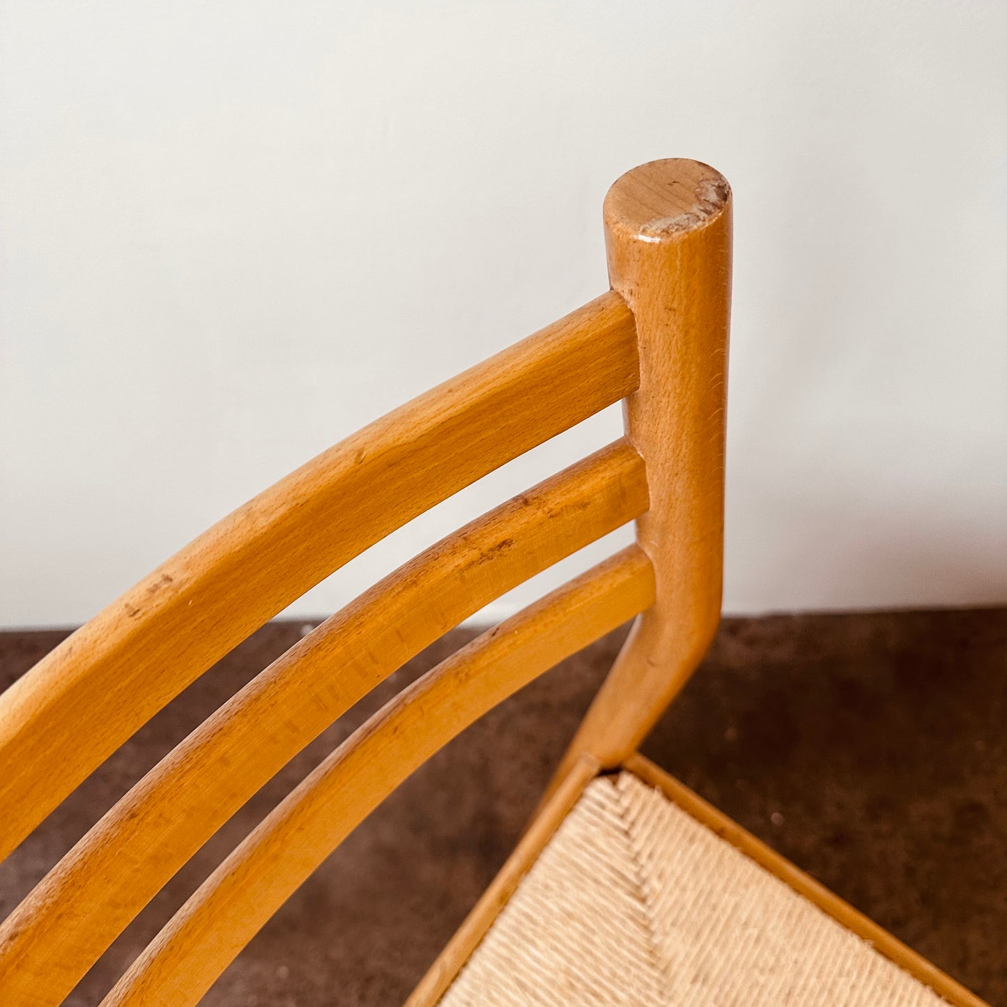 MAPLE + WOVEN RUSH ITALIAN CHAIRS - PAIR