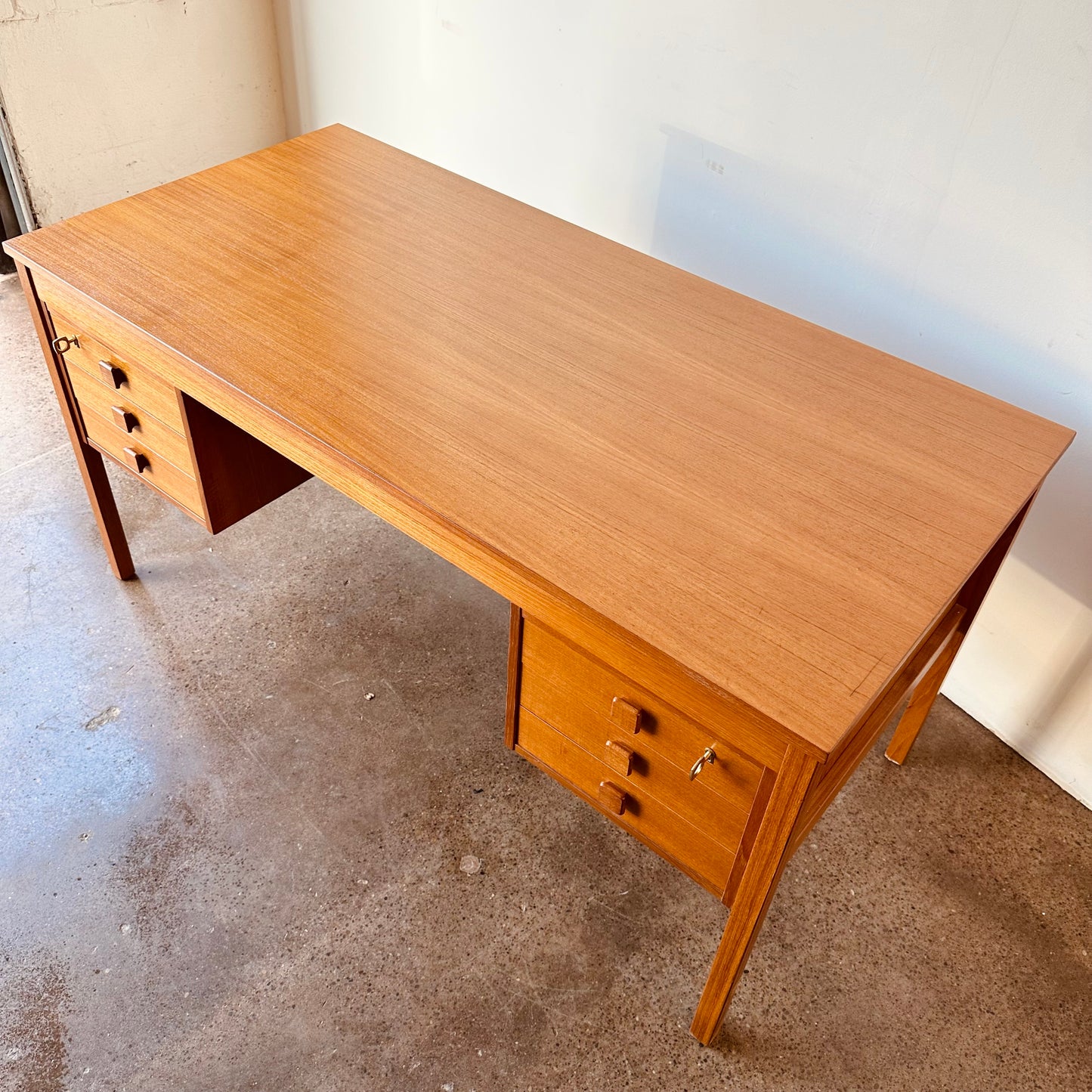 SCANDINAVIAN TEAK DESK WITH BACK STORAGE