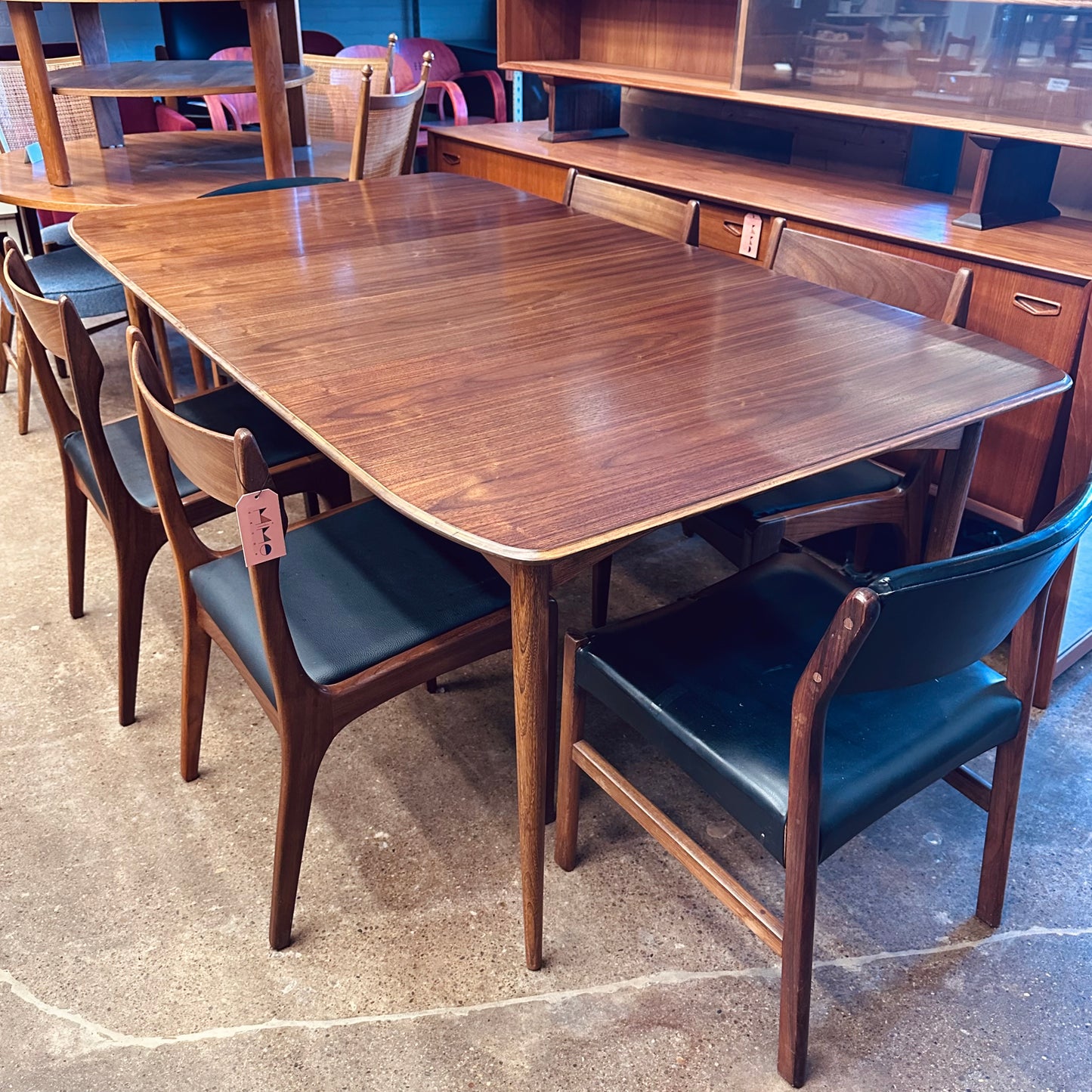 72” WALNUT DINING TABLE WITH TWO LEAVES - REFINISHED