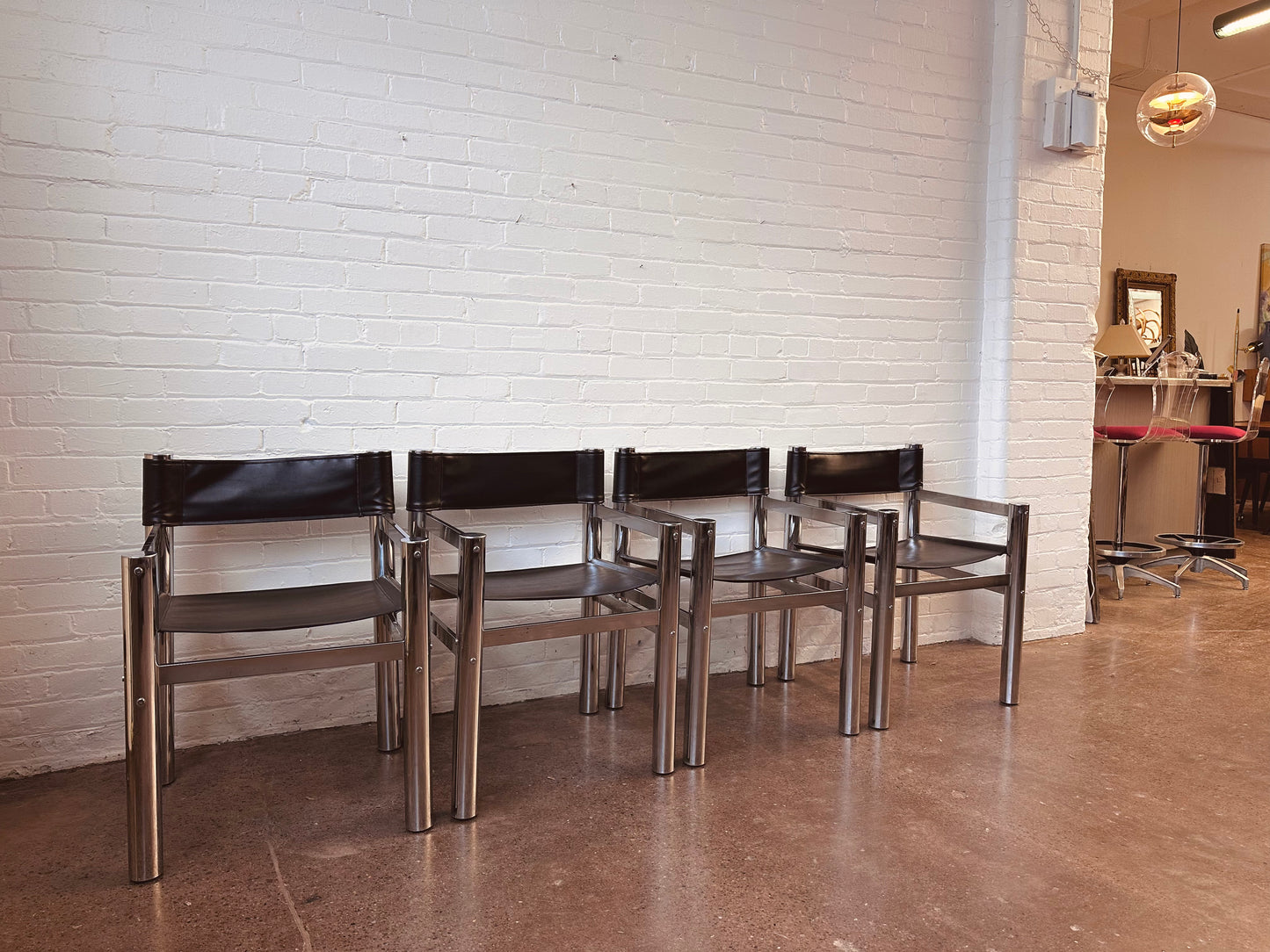 TUBULAR CHROME SLING BACK DIRECTORS CHAIRS