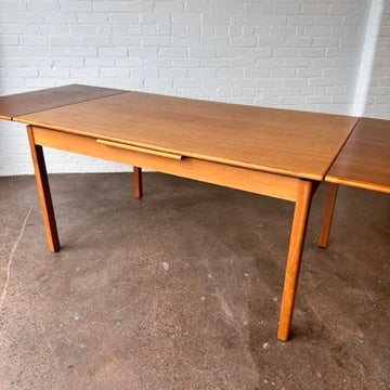 DANISH TEAK DRAW LEAF DINING TABLE 94"