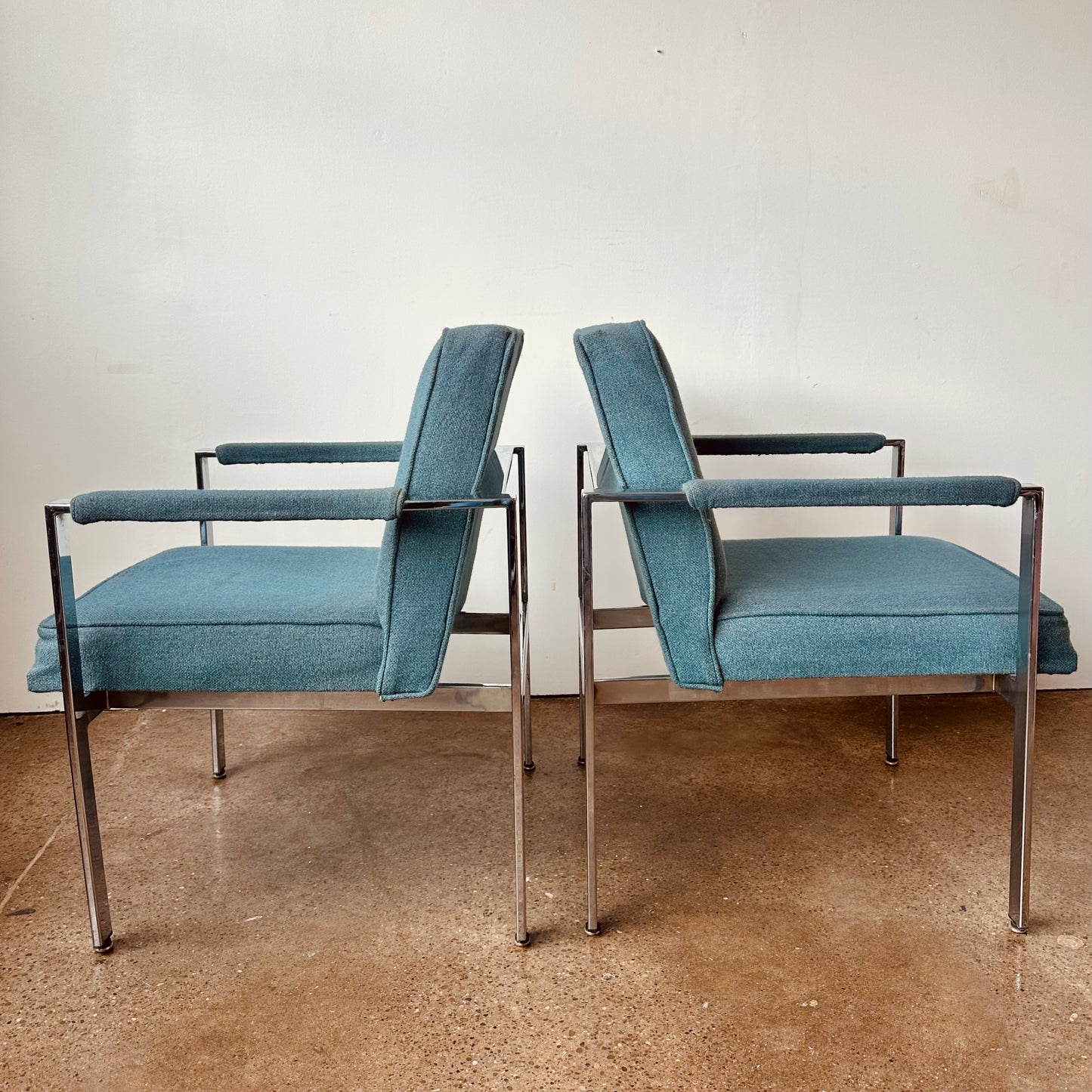 HARVEY PROBBER STYLE CHROME ARM CHAIRS - A PAIR