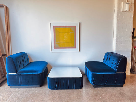 THONET CUBE SOFA AND OTTOMAN SET