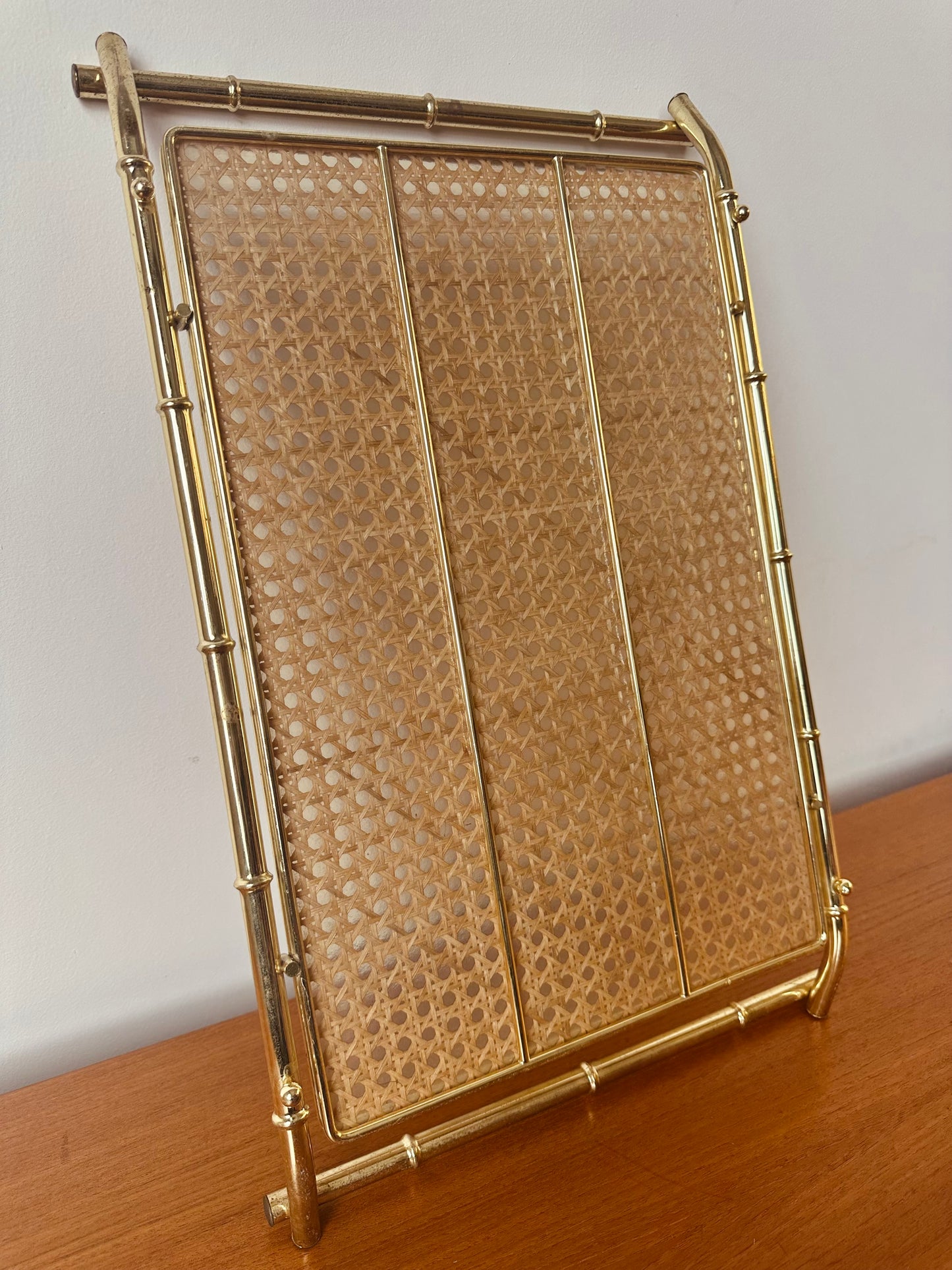 DIOR FAUX BAMBOO AND CANE GOLD SERVING TRAY