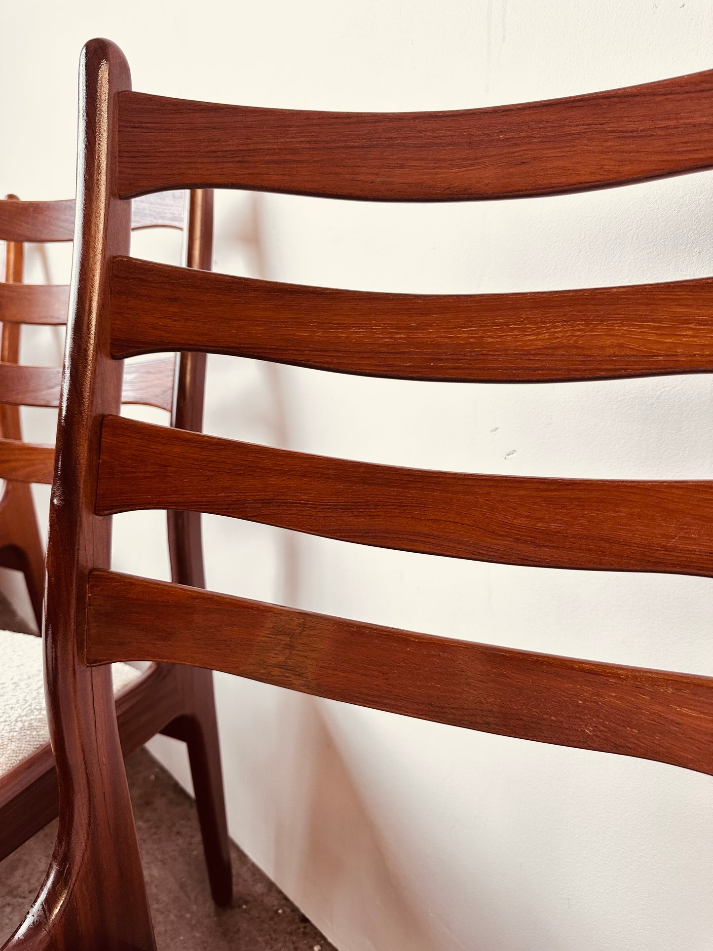 DANISH TEAK LADDERBACK DINING CHAIRS - SET OF 8