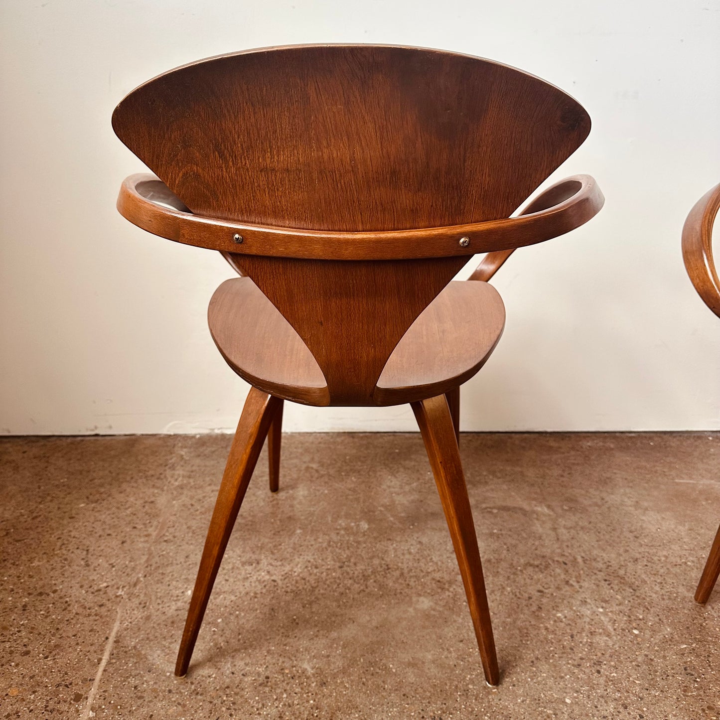 PAIR OF NORMAN CHERNER FOR PLYCRAFT BENWOOD PRETZEL CHAIRS