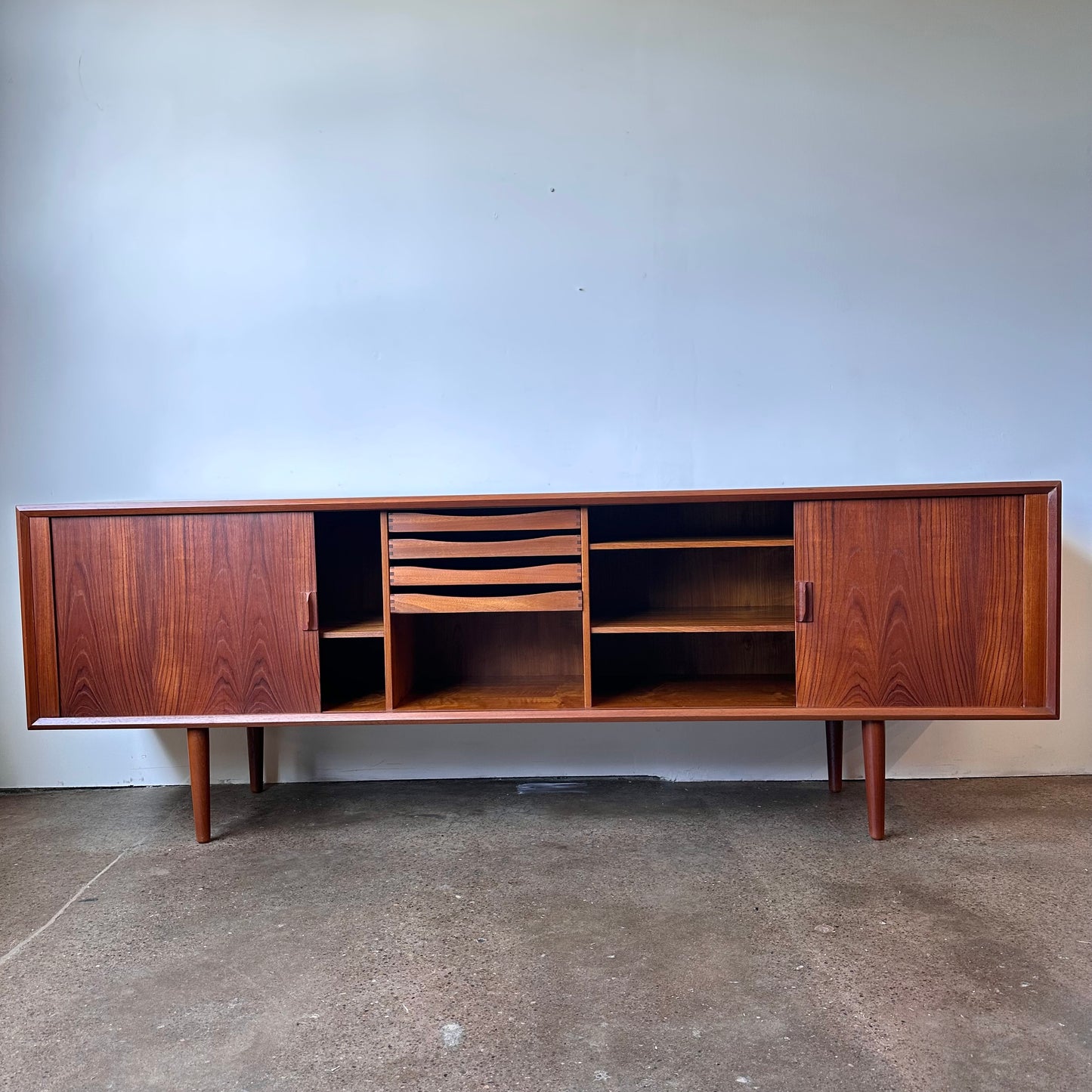 SVEND AAGE LARSEN FOR FAARUP MOBELFABRIK MID CENTURY TEAK TAMBOUR DOOR CREDENZA