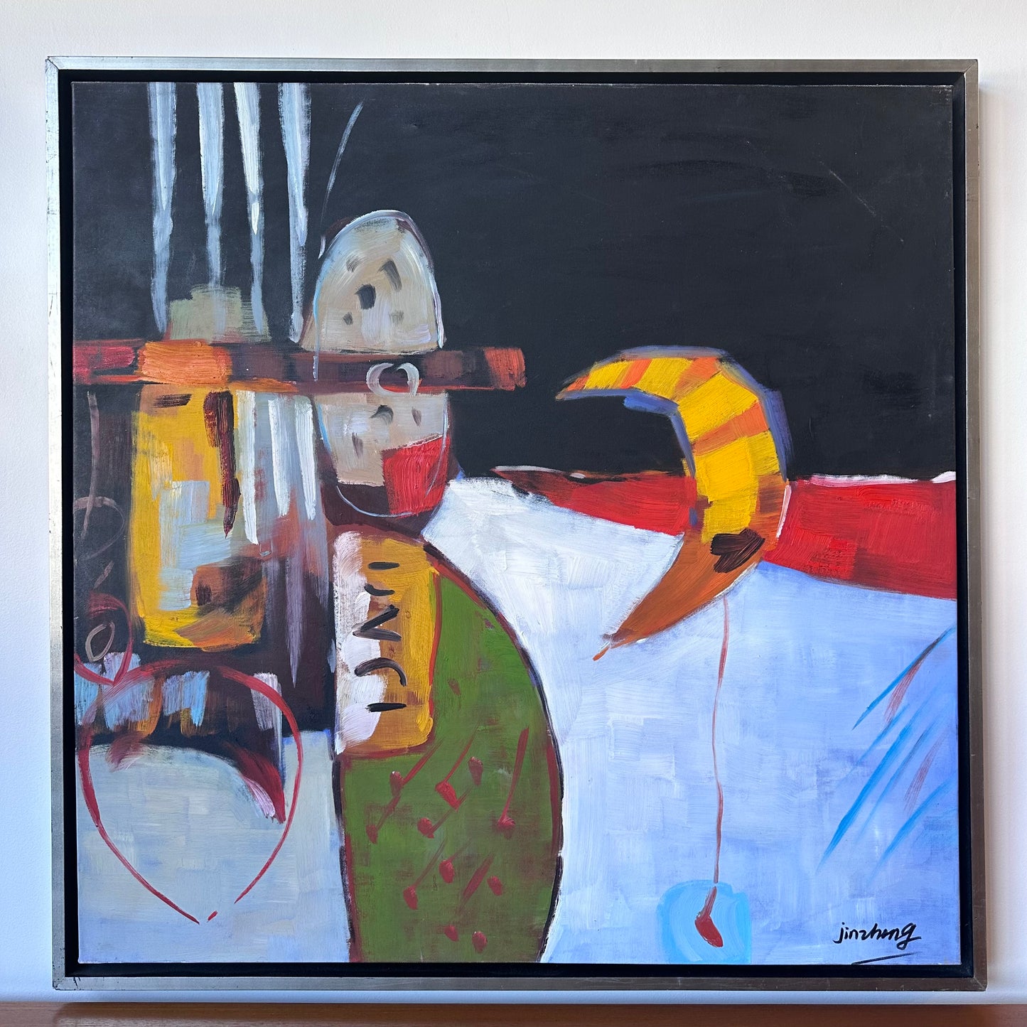SIGNED AND FRAMED ABSTRACT ARTWORK BY ARTIST JINZHONG