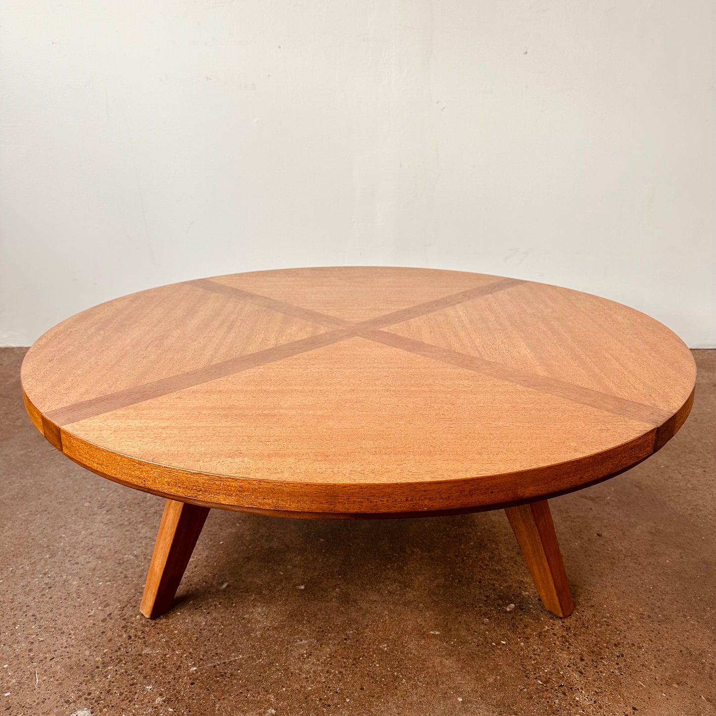 ROUND LIGHT INLAYED MAHOGANY COFFEE TABLE