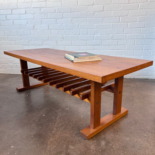 LARGE CANADIAN TEAKWOOD MISSION COFFEE TABLE