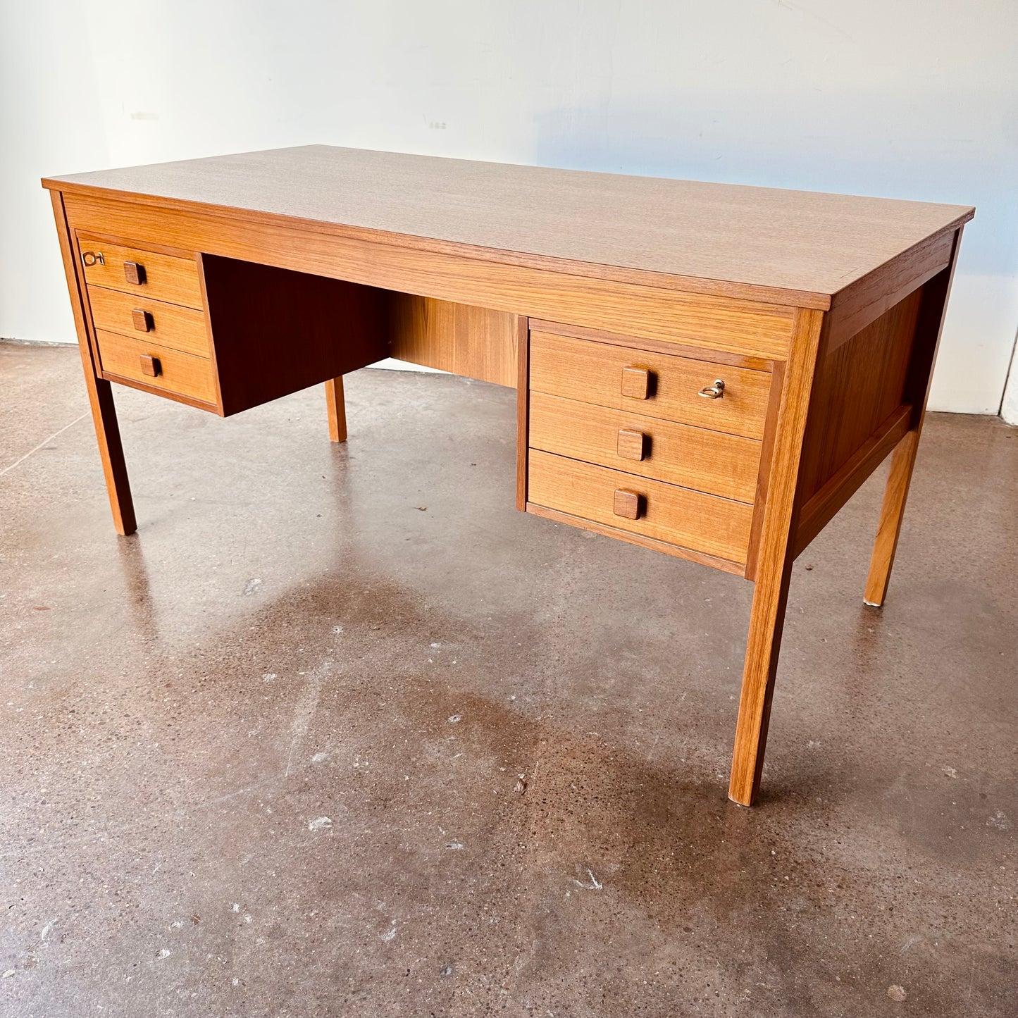SCANDINAVIAN TEAK DESK WITH BACK STORAGE
