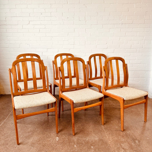 DANISH MODERN ARCHES BACK TEAK DINING CHAIRS -S/6