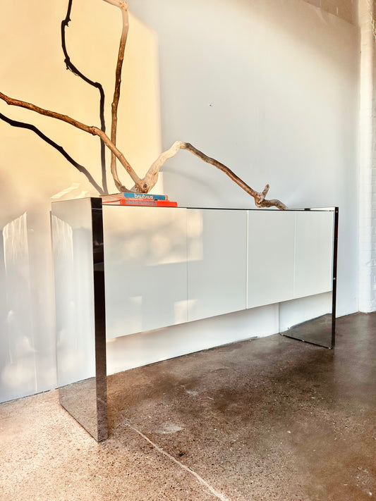 MILO BAUGHMAN FOR THAYER COGGIN LACQUER AND MIRRORED SIDEBOARD