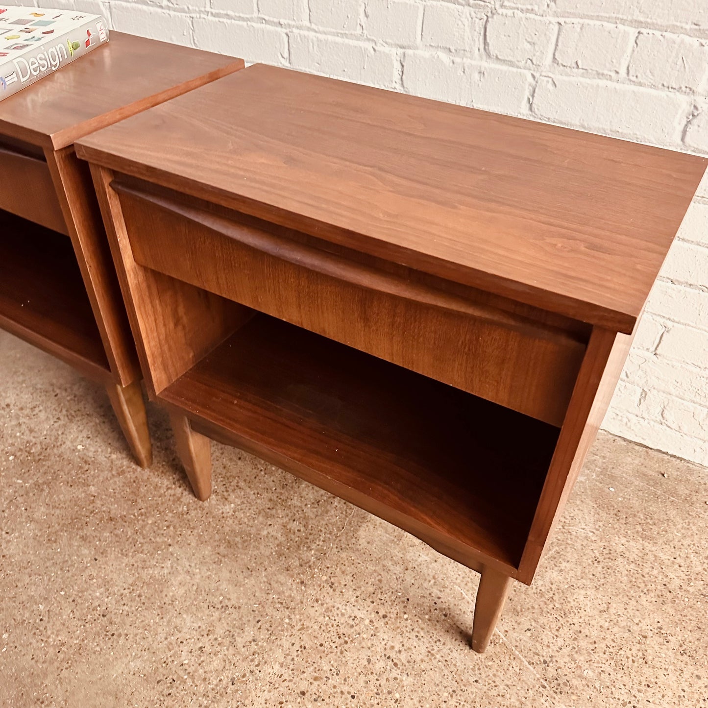 KAUFMAN WALNUT NIGHTSTANDS - A PAIR
