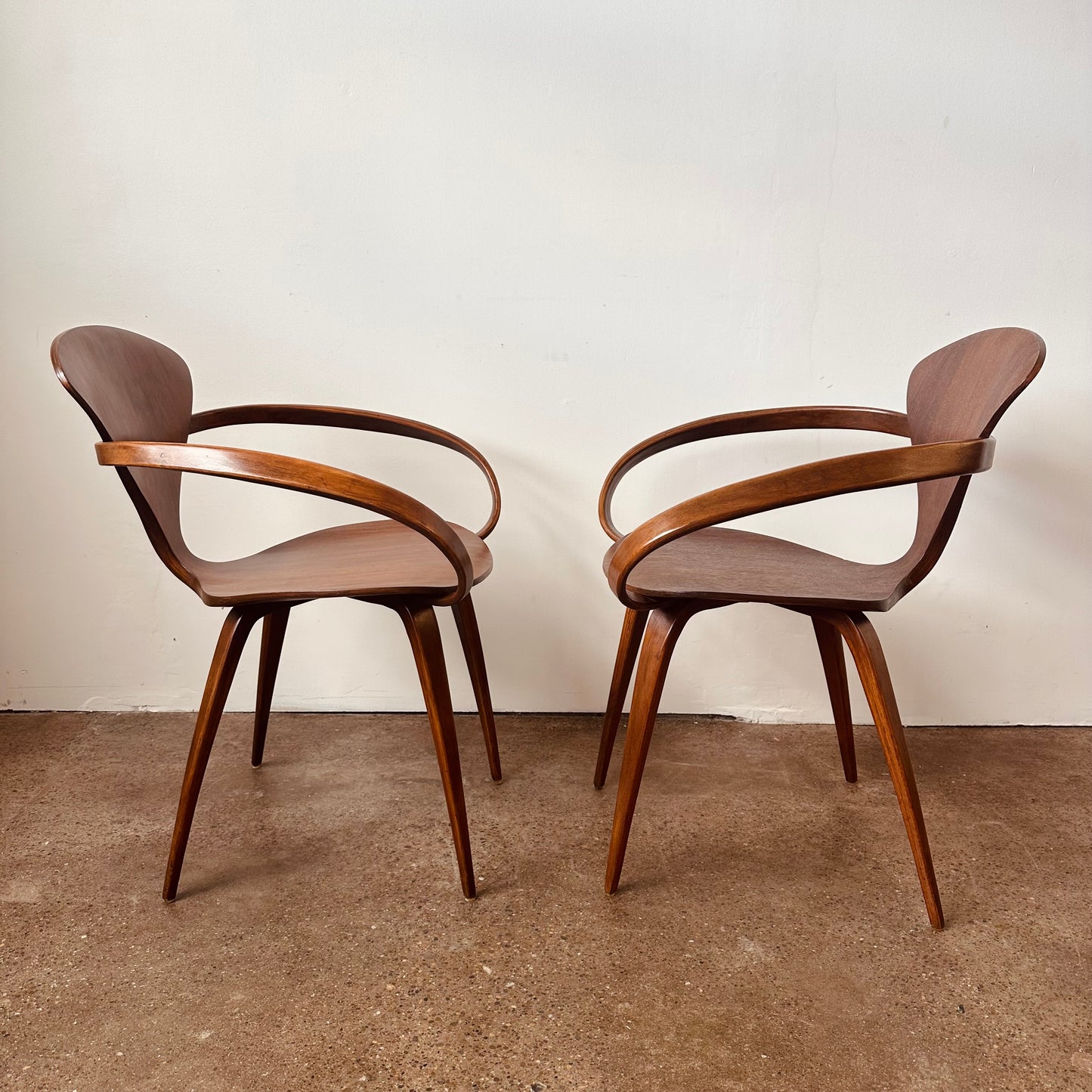 PAIR OF NORMAN CHERNER FOR PLYCRAFT BENWOOD PRETZEL CHAIRS