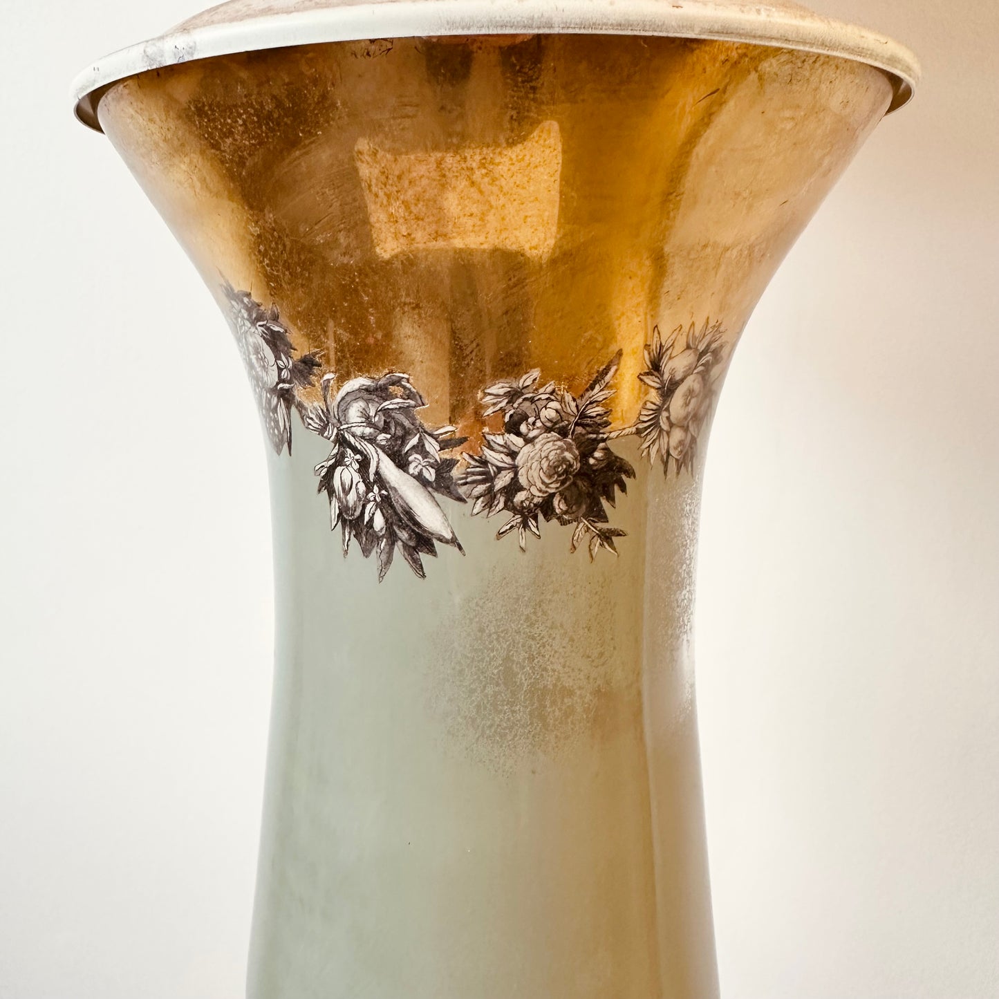 ANTIQUE FORNASETTI STYLE REVERSE PAINT LAMP