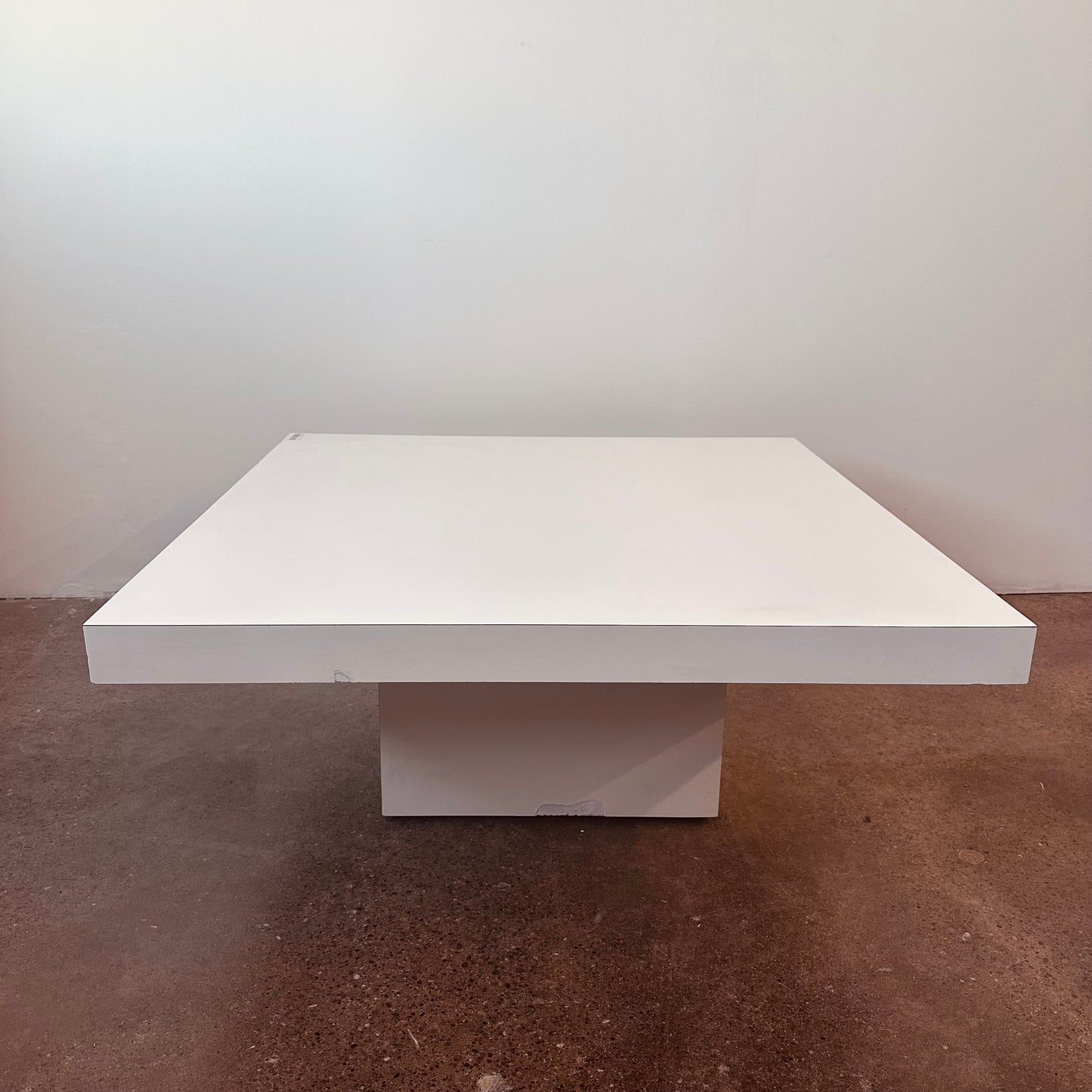 POST MODERN WHITE LAMINATE PARSONS COFFEE TABLE