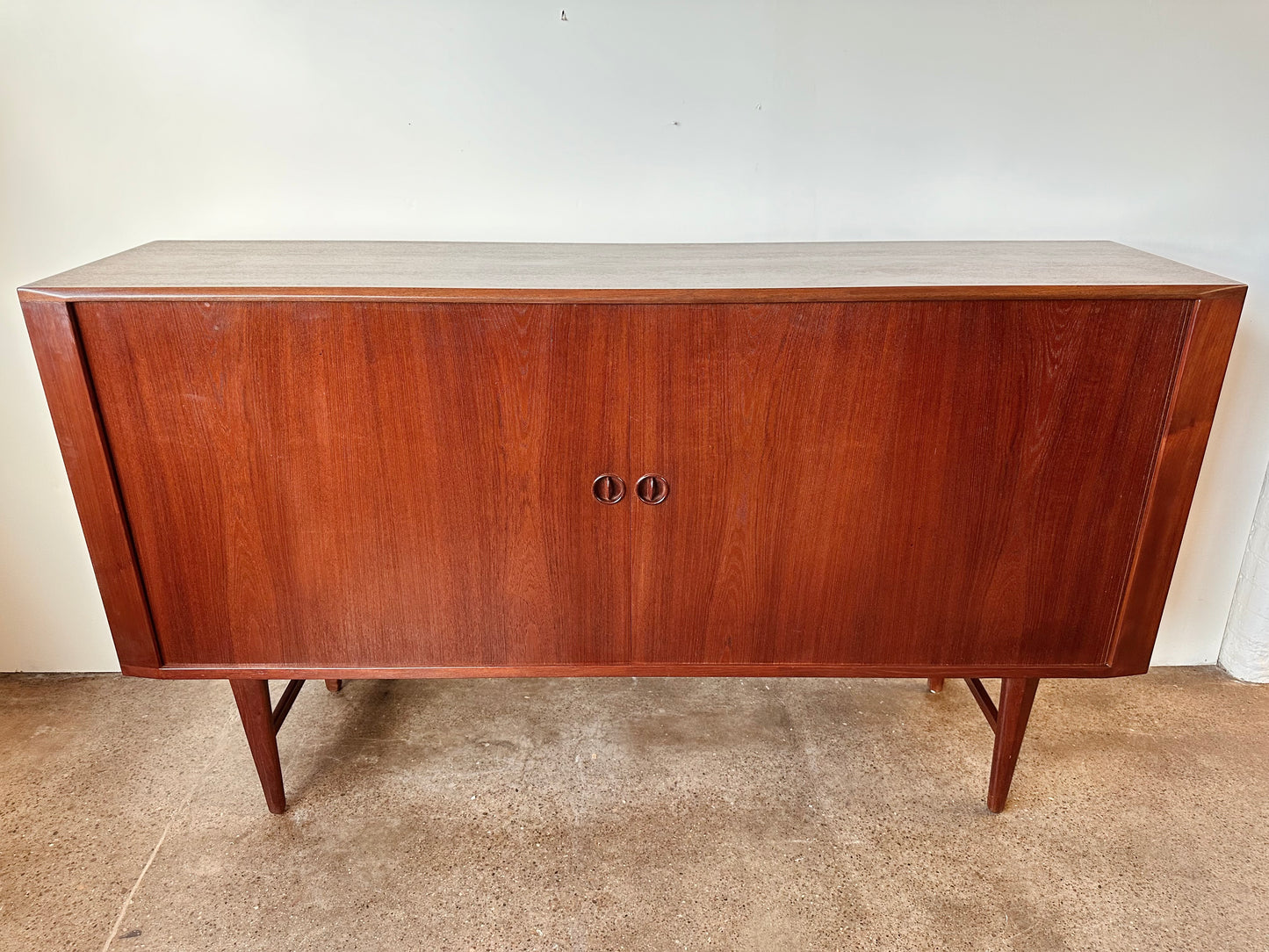 HARRY ØSTERGAARD FOR RANDERS MÖBELFABRIK DENMARK TEAK TAMBOUR HIGHBOARD