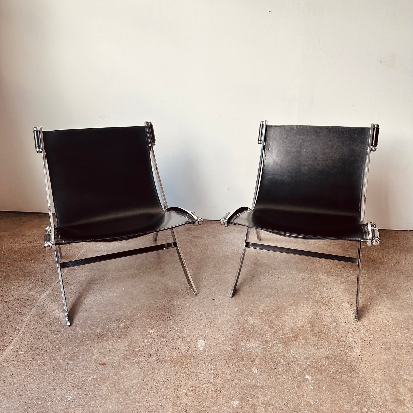 LEATHER SCISSOR CHAIRS BY ANTONIO CITTERIO FOR FLEXFORM