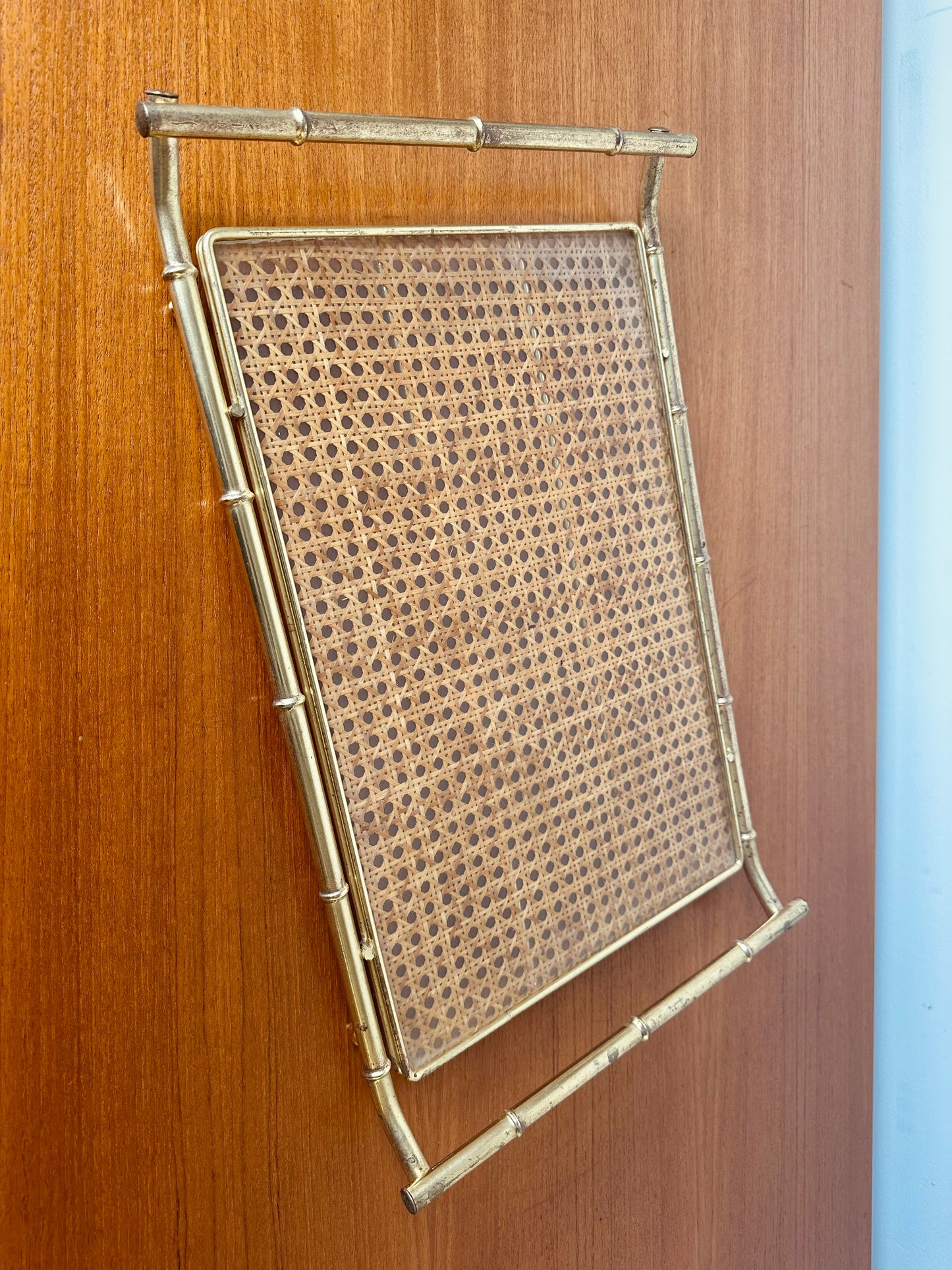 DIOR FAUX BAMBOO AND CANE GOLD SERVING TRAY