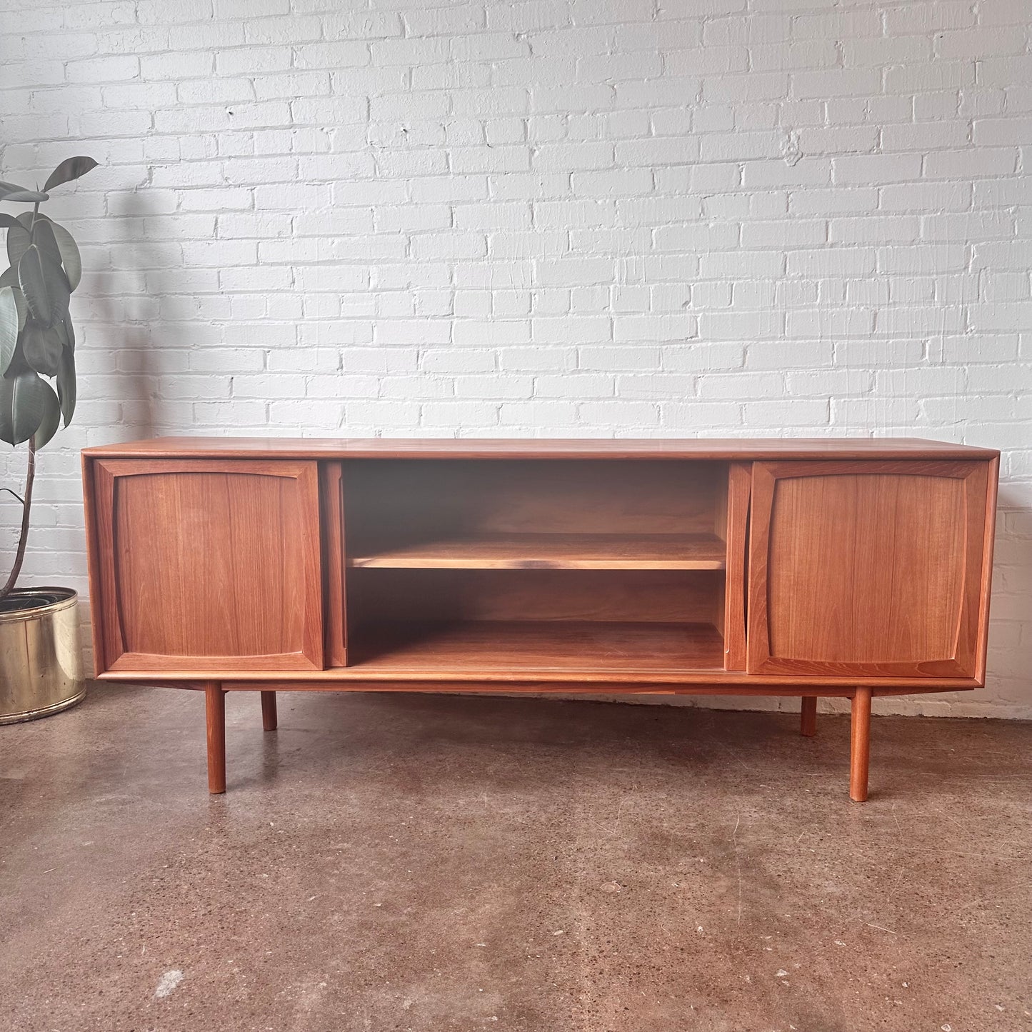 DANISH TEAK CREDENZA WITH BYPASS DOORS