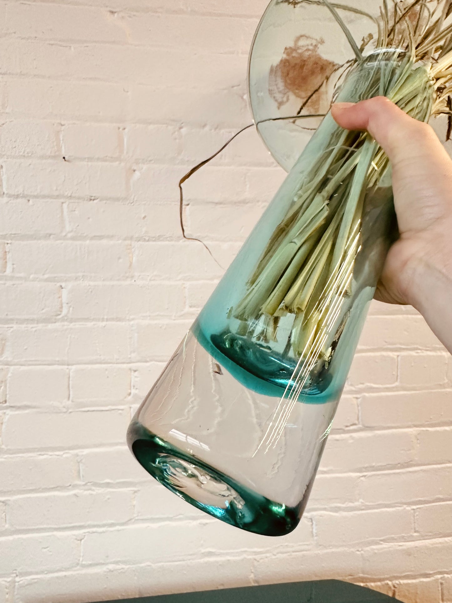 LARGE BRIM AQUA BLUE BLENKO VASE