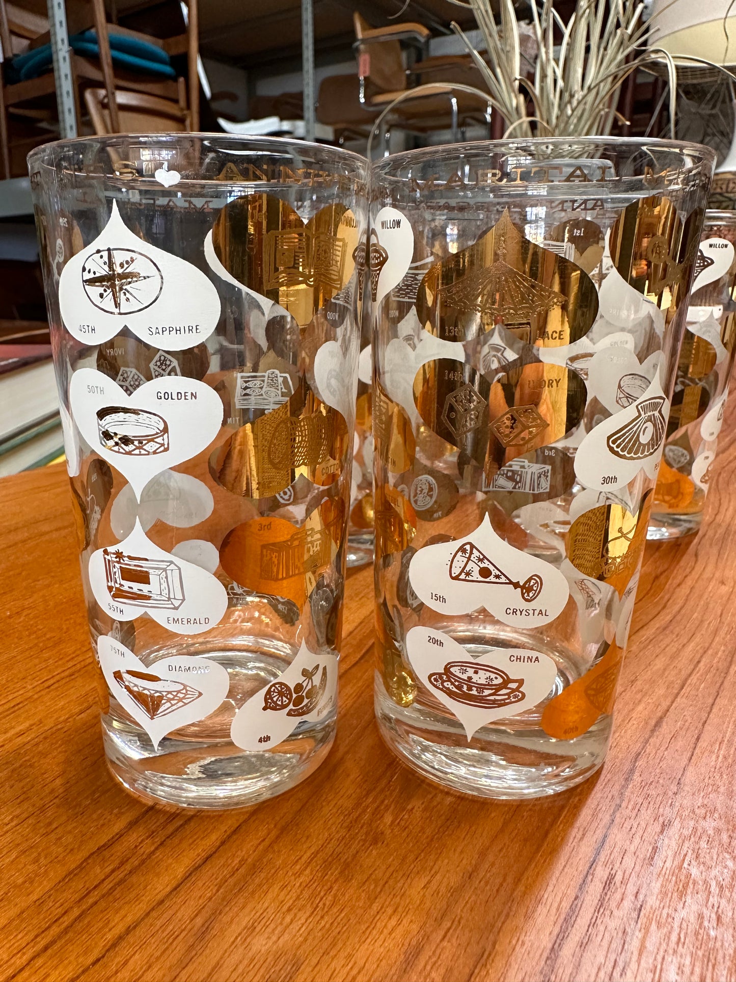SET OF 7 ANNIVERSARY MILESTONES 22-KARAT HIGHBALL GLASSES