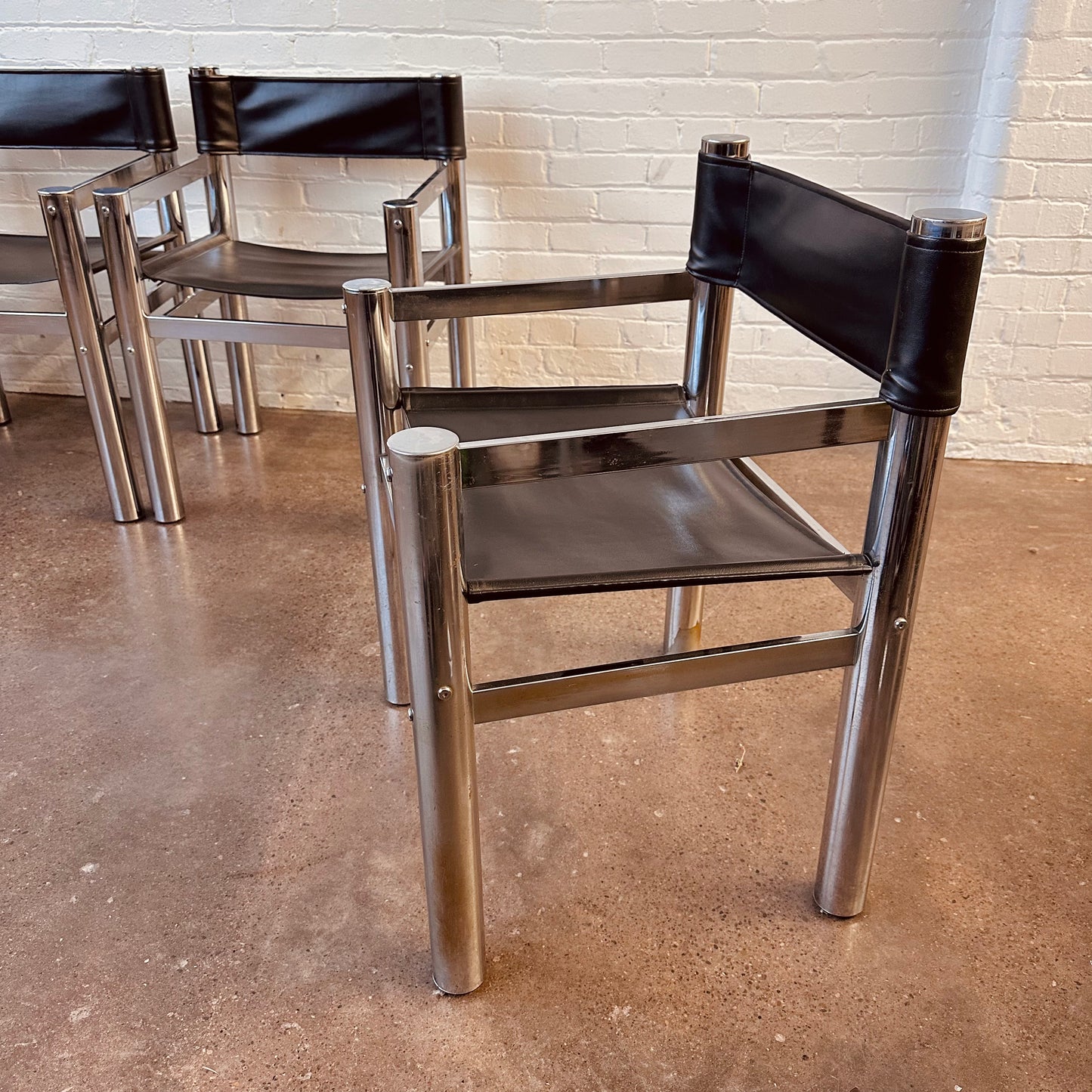 TUBULAR CHROME SLING BACK DIRECTORS CHAIRS