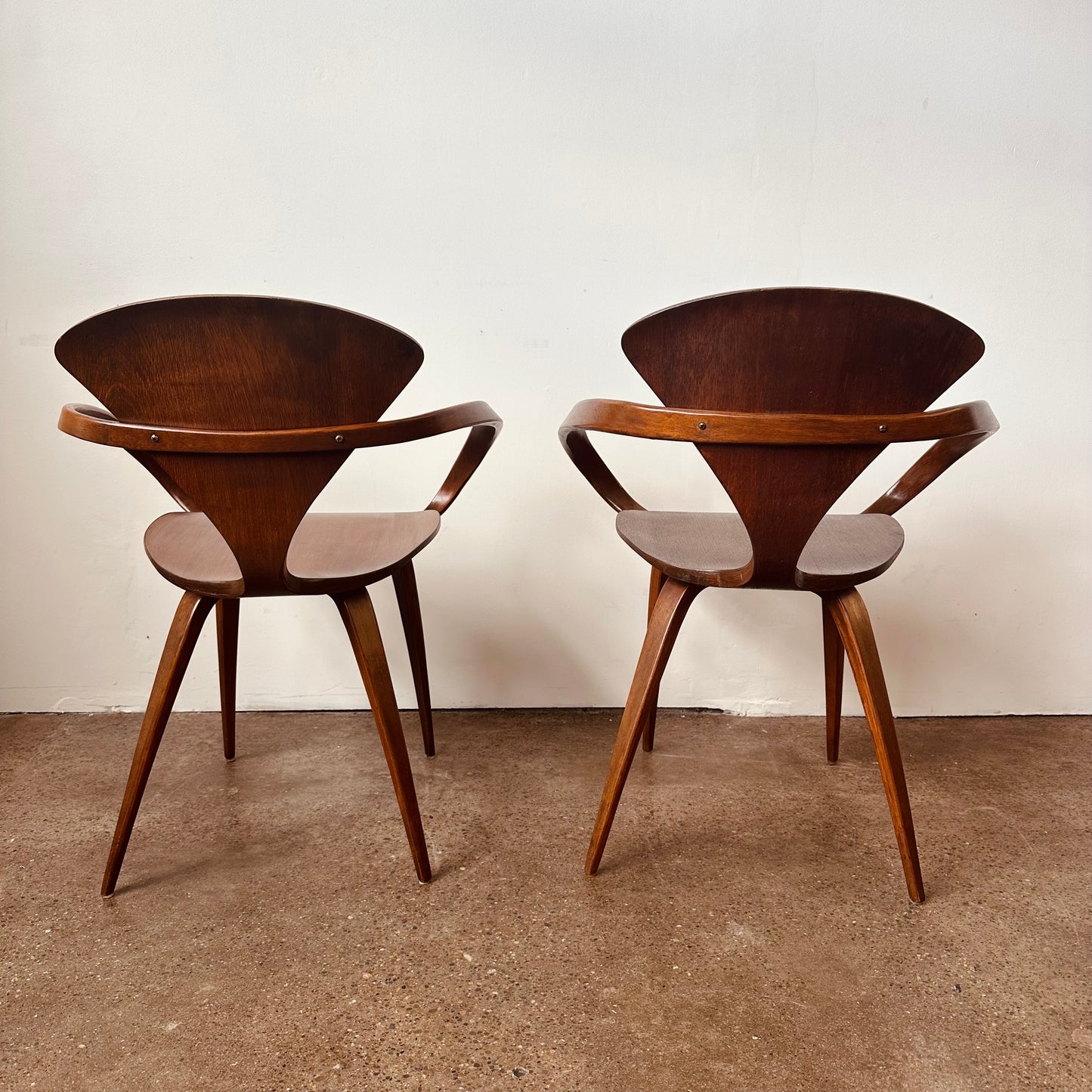 PAIR OF NORMAN CHERNER FOR PLYCRAFT BENWOOD PRETZEL CHAIRS