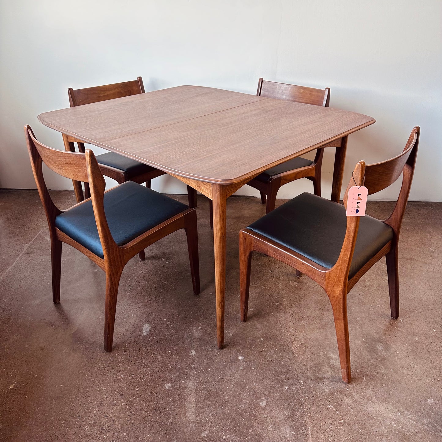 72” WALNUT DINING TABLE WITH TWO LEAVES - REFINISHED