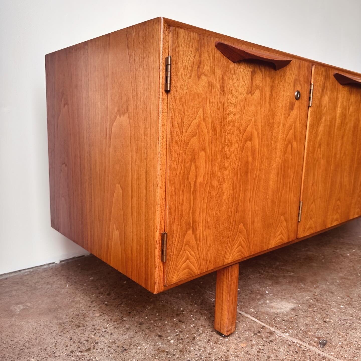 JENS RISOM WALNUT CREDENZA WITH LOCK AND KEY