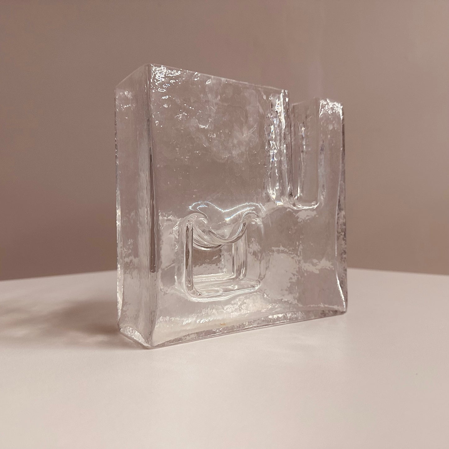 ICE ART GLASS VASE ATTRIBUTED TO CLAUS JOSEF RIEDEL, AUSTRIA, 1970S