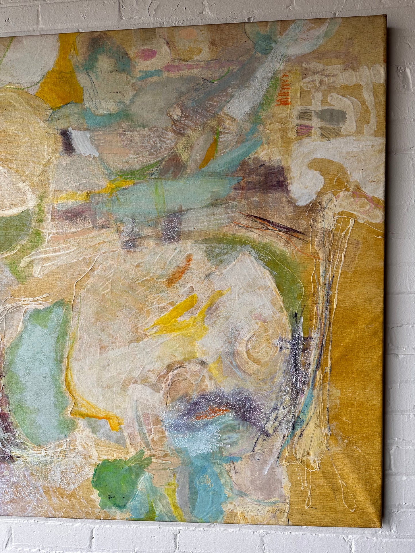 SIGNED MARY WYRICK ABSTRACT PASTEL LARGE CANVAS PAINTING