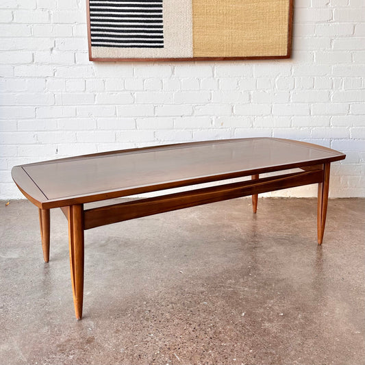 DEILCRAFT WALNUT RAISED EDGE COFFEE TABLE