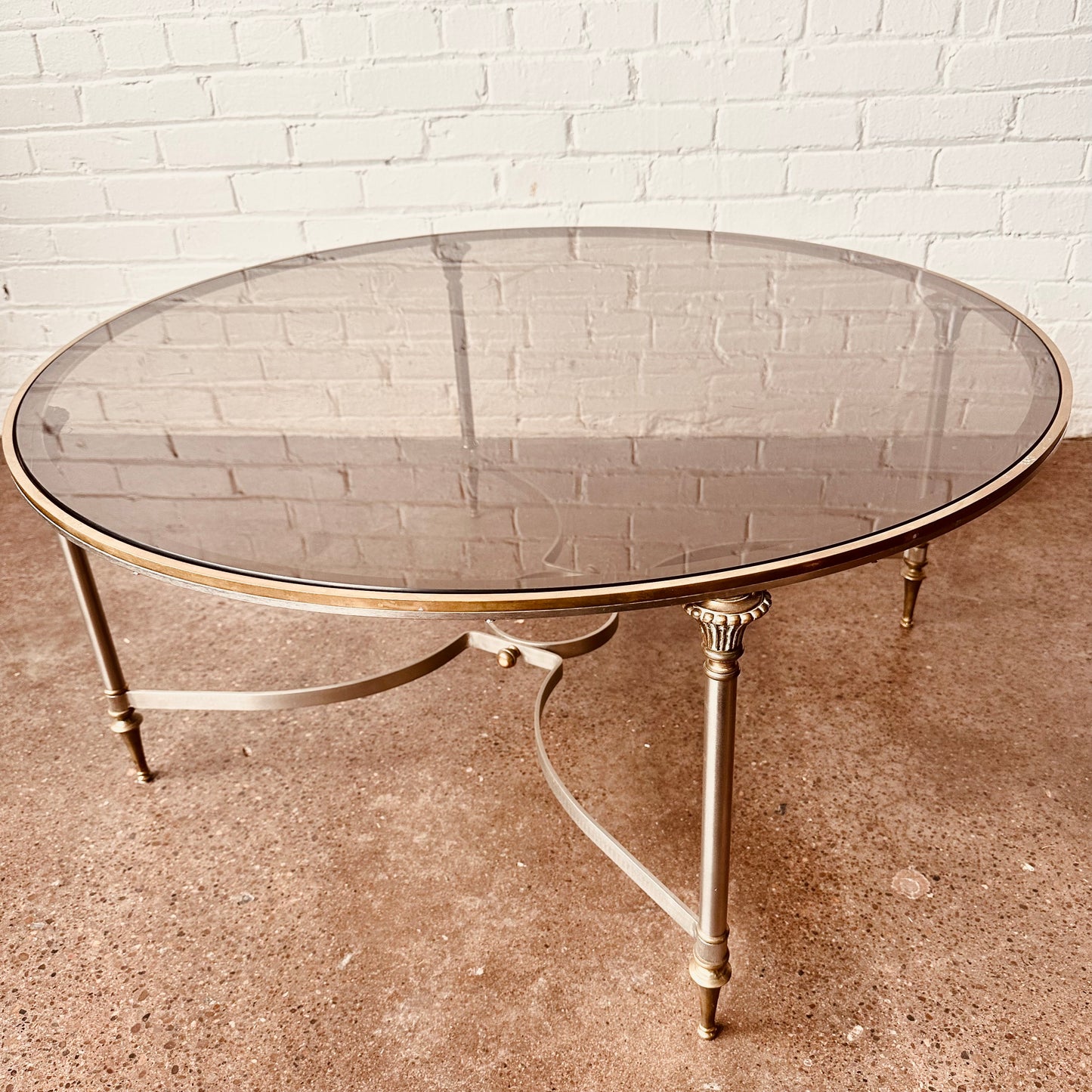 MAISON JANSEN ROUND GLASS COFFEE TABLE