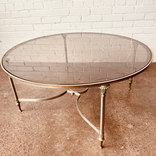 MAISON JANSEN ROUND GLASS COFFEE TABLE