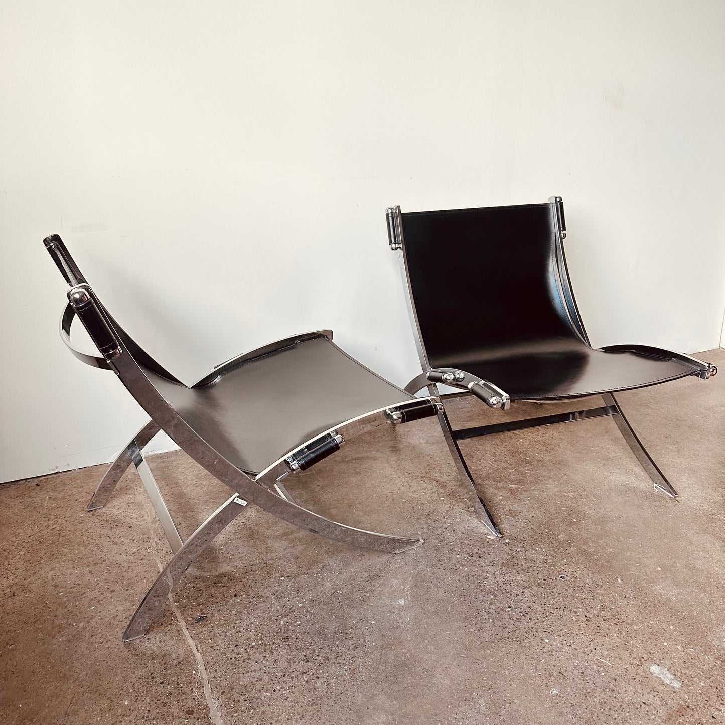 LEATHER SCISSOR CHAIRS BY ANTONIO CITTERIO FOR FLEXFORM