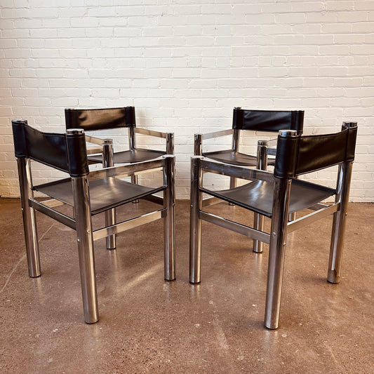 TUBULAR CHROME SLING BACK DIRECTORS CHAIRS