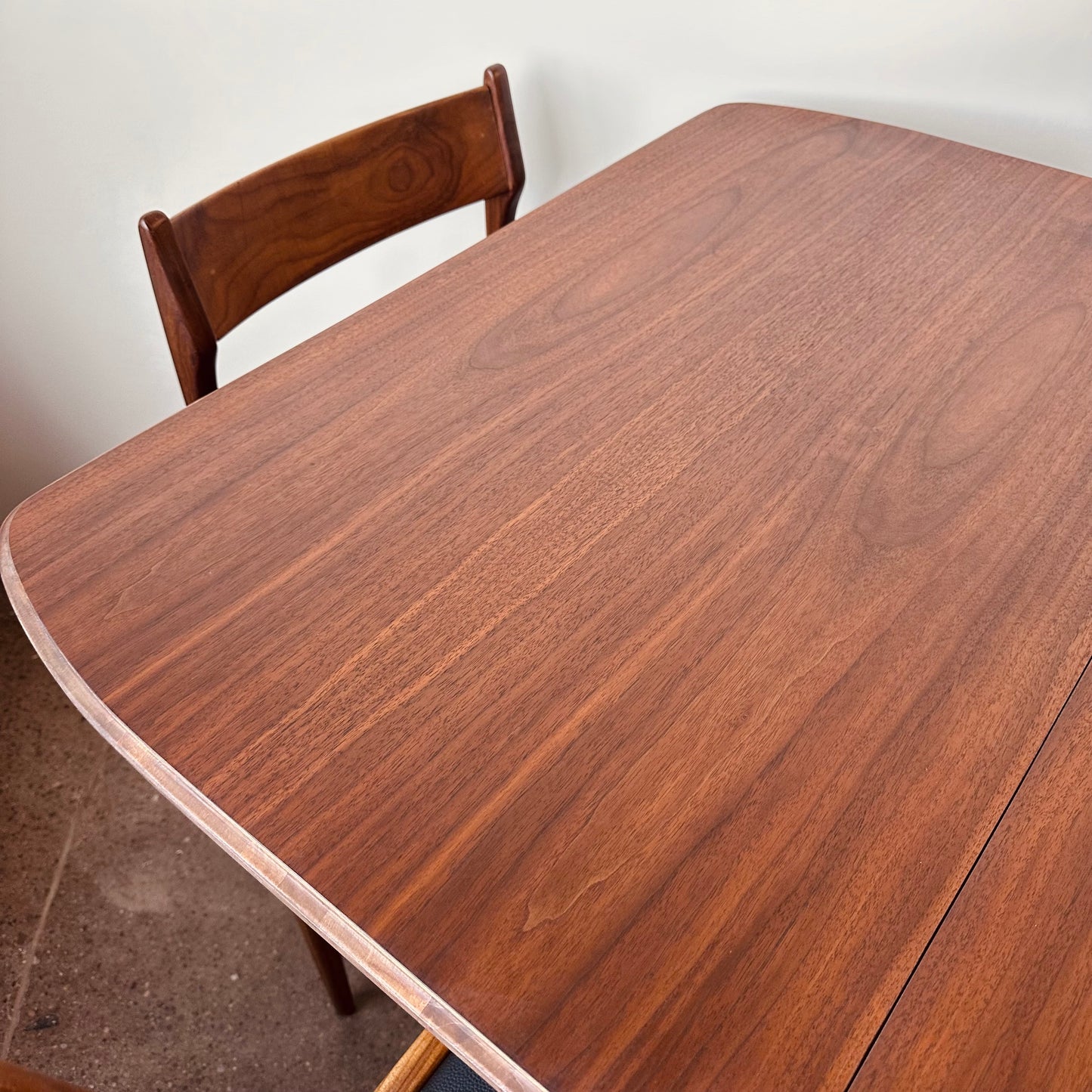 72” WALNUT DINING TABLE WITH TWO LEAVES - REFINISHED